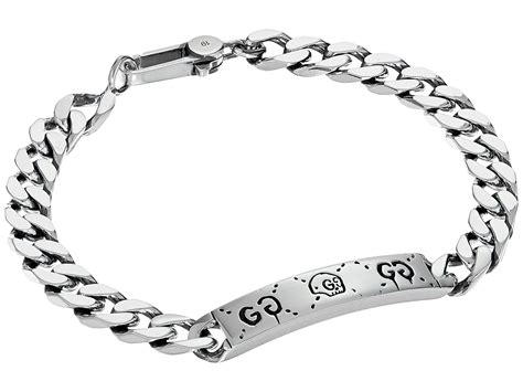 gucci men's ghost bracelet silver one size